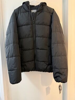 Michael Kors Mens Black Quilted Hooded Puffer Jacket